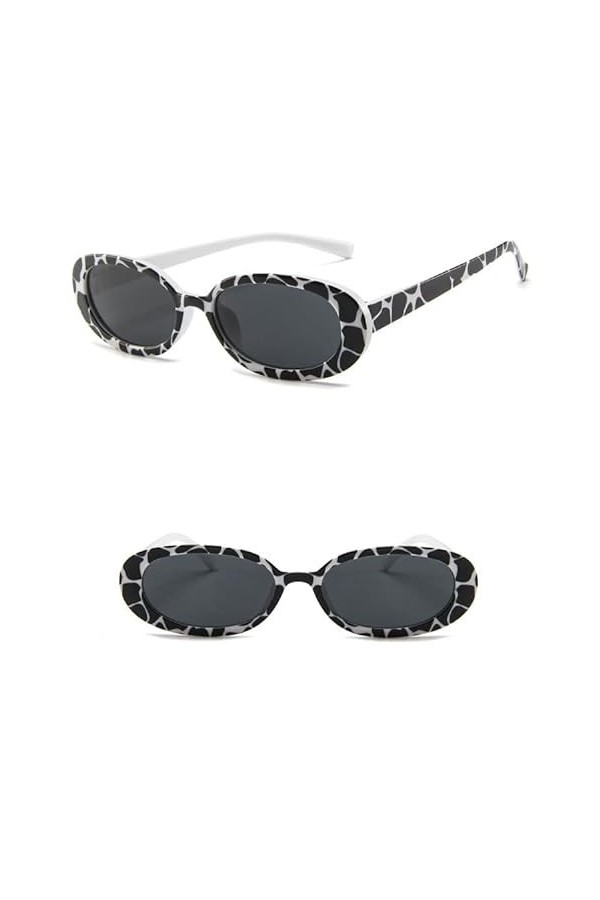Lot de 2 paires de lunettes de soleil à monture ovale feuille blanche unie et grise 