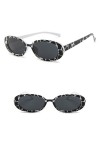 Lot de 2 paires de lunettes de soleil à monture ovale feuille blanche unie et grise 