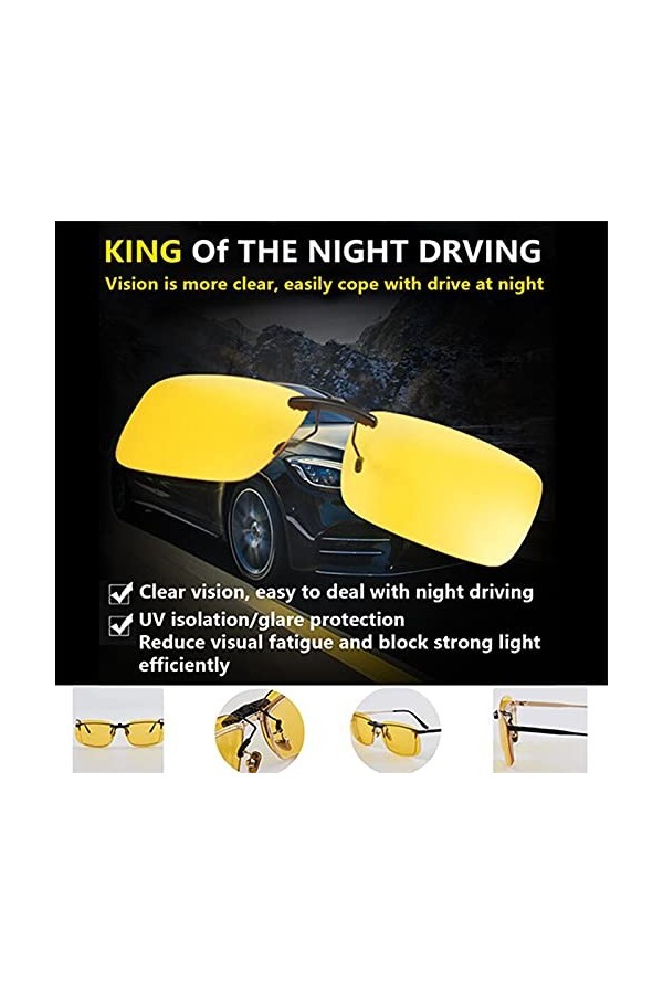 UpaClaire Lunettes de conduite de nuit à clipser, phares à faisceau élevé, verres polarisés, sans éblouissement, vision haute