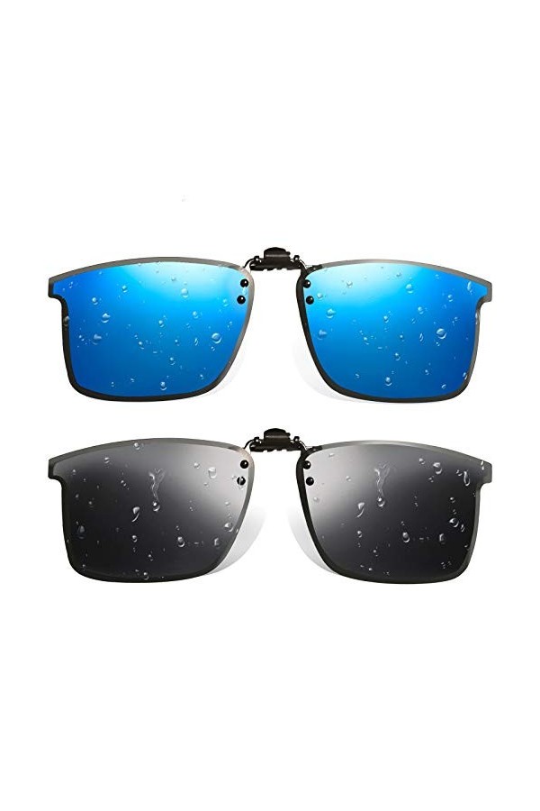 UpaClaire Lunettes de soleil pliables à clipser, polarisées, lunettes UV 400 pour hommes et femmes, haute performance, Bleu e