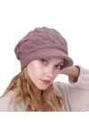 Bonnet dhiver pour Femme avec visière, Bonnet tricoté décontracté pour Fille, Bonnet Doux doublé en Polaire avec visière, Ch