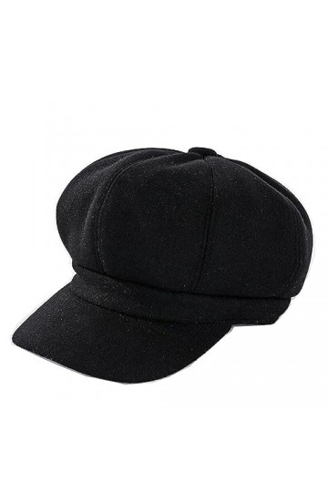 QICHEN Newsboy Beret Casquette dhiver pour femme Mélange de laine, Noir , 56/58 cm
