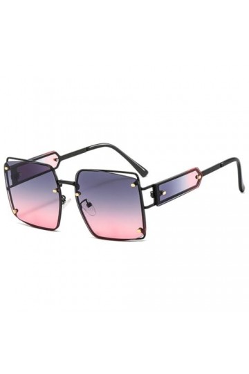 MUTYNE Lunettes de Soleil Carrées de Mode Femmes Rétro Rivets en Métal Décoration Hommes Nuances Dégradées Colorées UV400 Hom