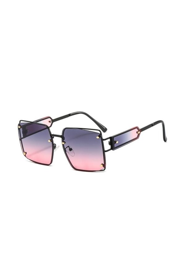 MUTYNE Lunettes de Soleil Carrées de Mode Femmes Rétro Rivets en Métal Décoration Hommes Nuances Dégradées Colorées UV400 Hom