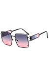 MUTYNE Lunettes de Soleil Carrées de Mode Femmes Rétro Rivets en Métal Décoration Hommes Nuances Dégradées Colorées UV400 Hom