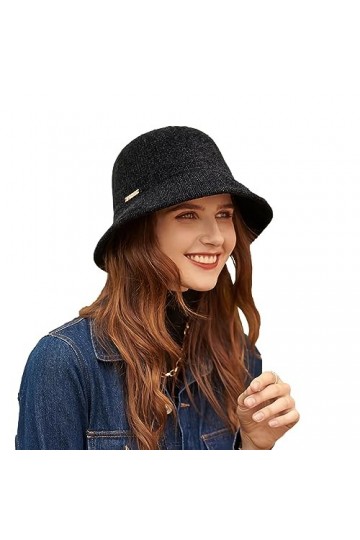 SJTJSPX Chapeau de pêcheur chaud pour femme et fille - Chapeau cloche - En tricot épais - Tendance - Élégant - Pour lextérie