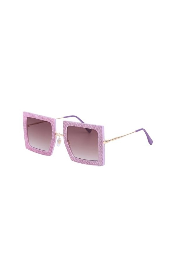 HCHES Lunettes de soleil carrées surdimensionnées pour femmes, lunettes de soleil à grande monture en métal, lunettes de sole