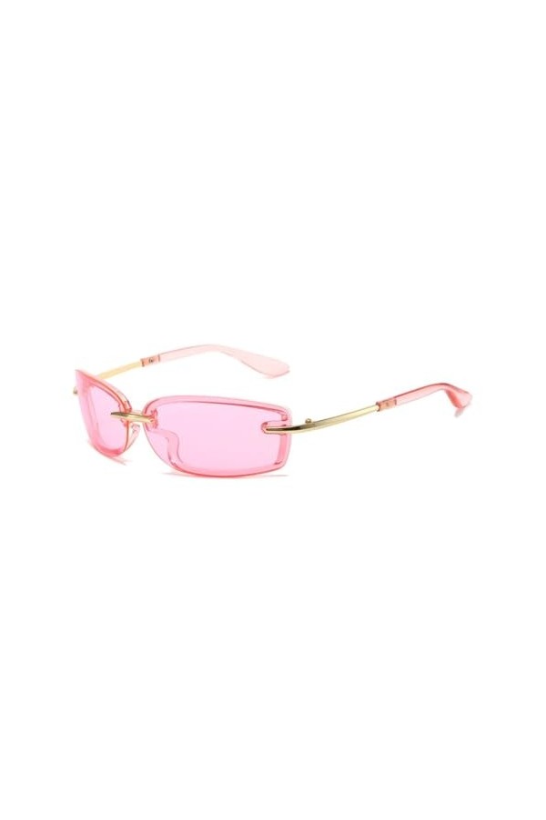 HPIRME Lunettes de Soleil sans Monture pour Femmes Steampunk Goggle Punk Shades Lunettes Lunettes dextérieur UV400, Rose Ros