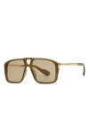 Rétro Double Ponts Hommes Lunettes de Soleil Nuances UV400 Rivets Femmes Lunettes de Soleil Dégradées, Vert Olive Vert, Taill