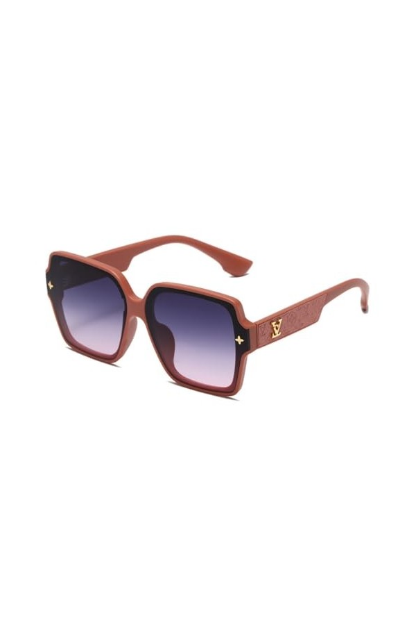 HCHES Lunettes de soleil à grande monture pour femmes Lunettes de soleil carrées Lunettes de soleil rétro Lunettes de soleil 