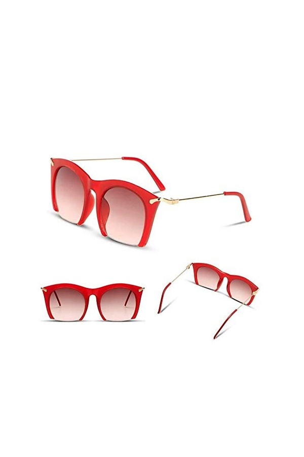 NIUASH Lunettes de Soleil polarisées Demi-Monture Lunettes de Soleil Oeil de Chat Femmes à la Mode Couleur Semi-sans Monture 