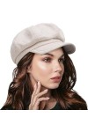 HISSHE Femmes Octogonale Chapeau Couverture de Visière Vintage Laine Chauffeur de Taxi Béret Gris 