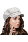 HISSHE Femmes Octogonale Chapeau Couverture de Visière Vintage Laine Chauffeur de Taxi Béret Gris 