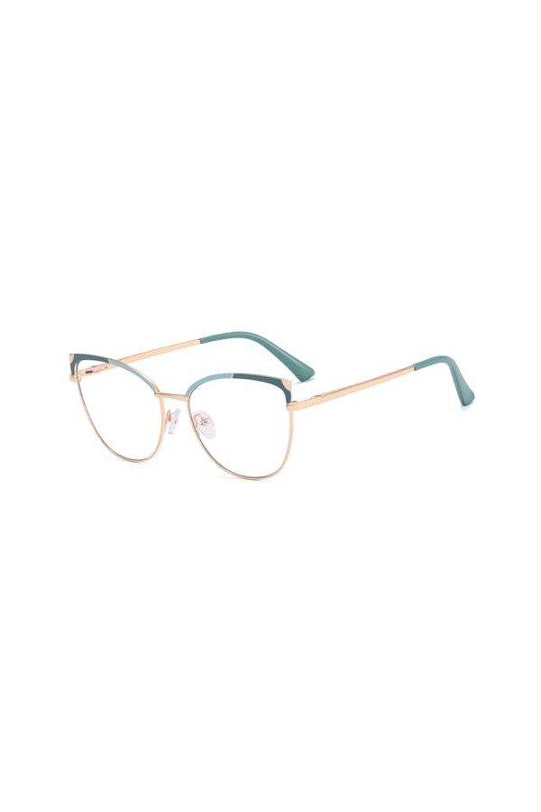 HCHES Lunettes Monture Femmes Verres Transparents Métal Dames Lunettes Femme Rose Vert, 3, Taille Unique