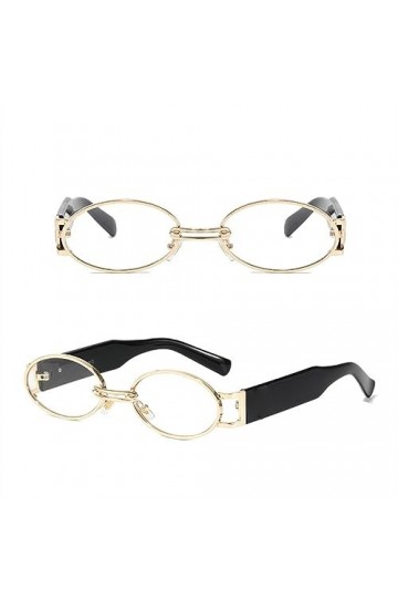 HPIRME Lunettes de soleil ovales pour femmes Vintage petites lunettes de soleil punk en métal dames lunettes de soleil steamp