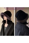 ZffXH Bonnet dhiver en fourrure synthétique avec bordure en fausse fourrure chaude et moelleuse, Noir , L