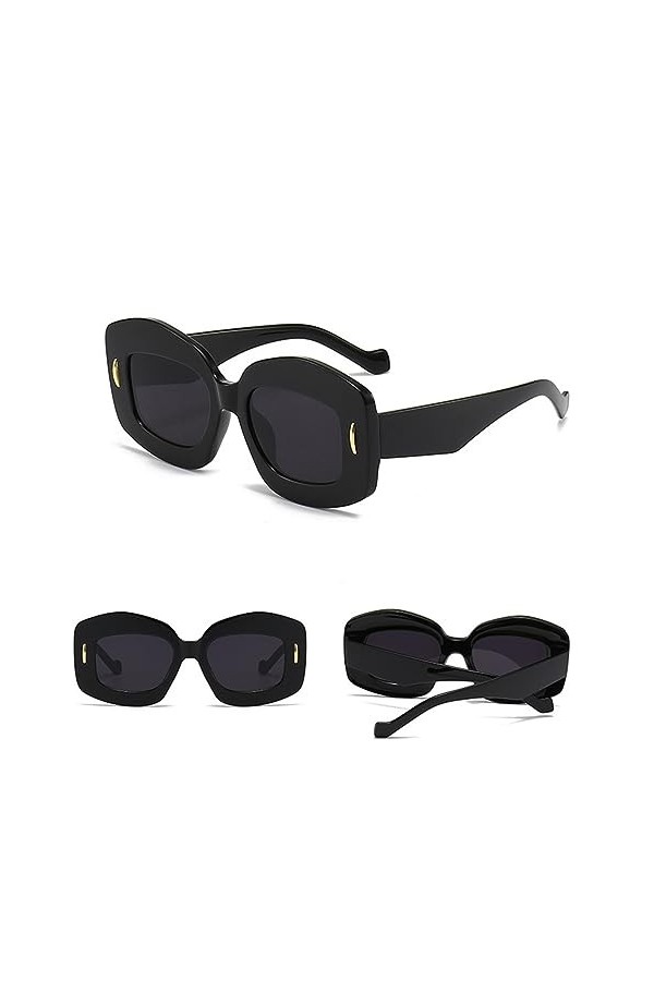 HPIRME Lunettes de soleil ovales surdimensionnées femmes couleurs bonbon lunettes de soleil nuances pour lunettes femme, gris