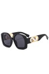 Lunettes de soleil carrées surdimensionnées pour femmes Vintage Punk Lunettes de soleil Hommes Shades UV400, Noir, taille uni