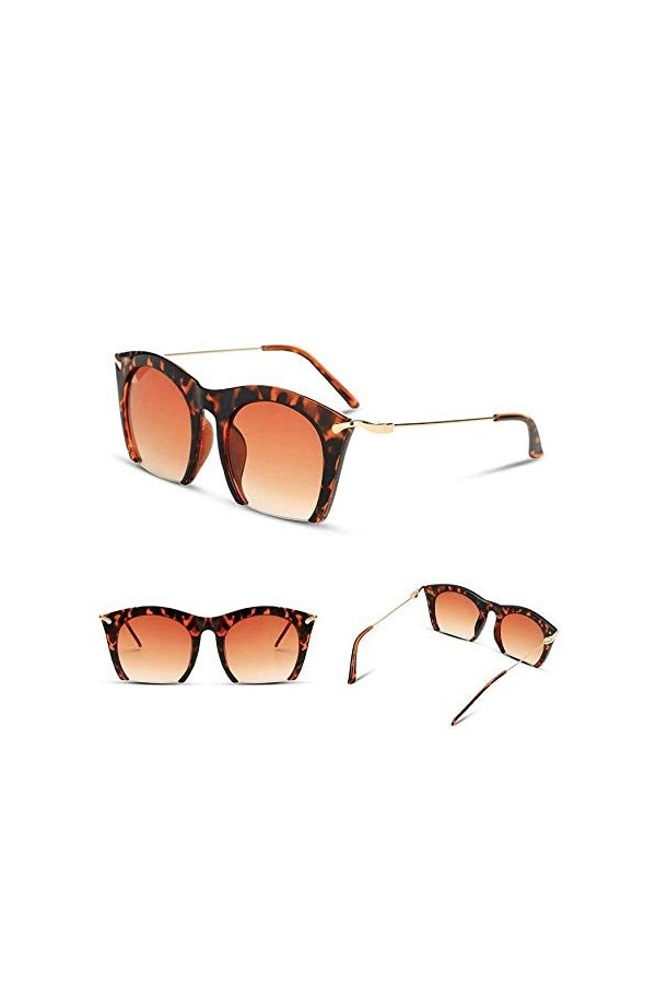 NIUASH Lunettes de Soleil polarisées Demi-Monture Lunettes de Soleil Oeil de Chat Femmes à la Mode Couleur Semi-sans Monture 