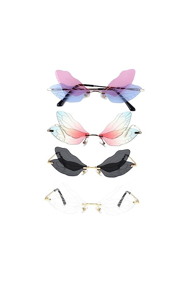 STOBOK 4 Paires Lunettes De Soleil De Plage Dété Lunettes Libellule Lunettes De Soleil Space Eye Sans Monture Lunettes Tendan