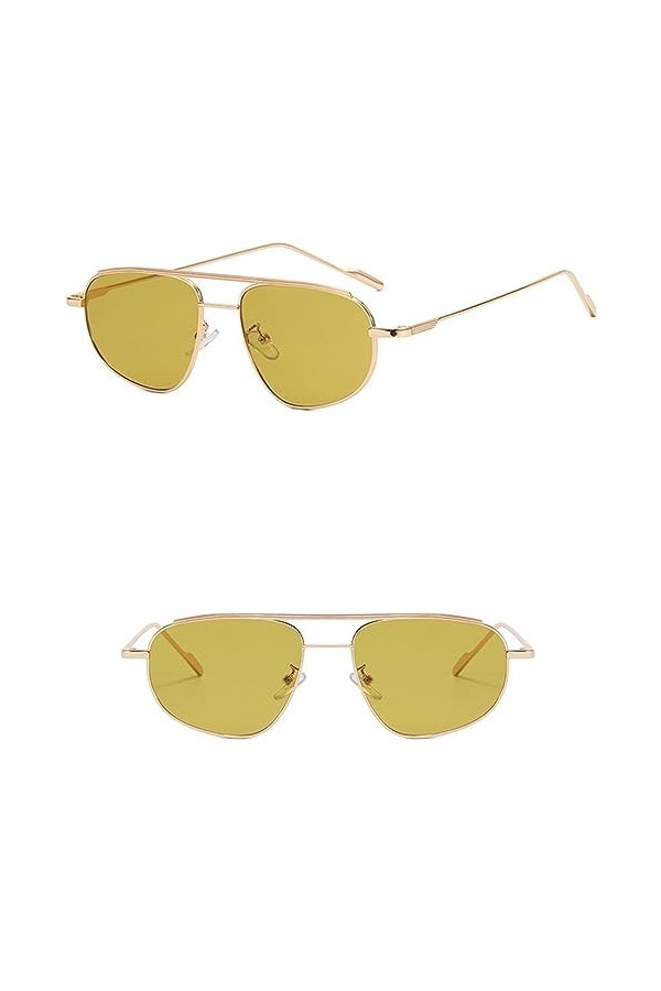 HPIRME Lunettes de soleil en métal hommes lunettes de soleil carrées nuances pour femmes lunettes UV400, or vert, taille uniq