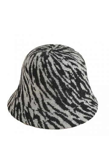 SJTJSPX Chapeau de Pêcheur en Laine Tricotée Bob Femme Imprimé Rayures Zébrées Mode Chapeau de Seau Chapeau Chaud pour Plage 