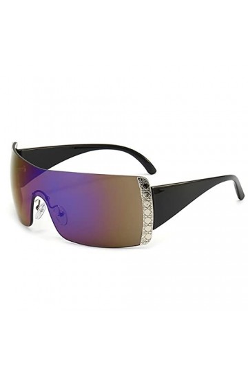 HPIRME Lunettes de soleil sans monture surdimensionnées femmes hommes sport lunettes de soleil punk pour dames lunettes rétro