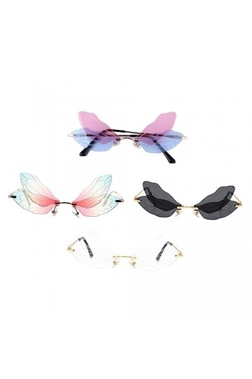 STOBOK 4 Paires Lunettes Aile De Libellule Lunettes En Forme De Papillon Lunettes De Soleil Féeriques Sans Monture Lunettes L