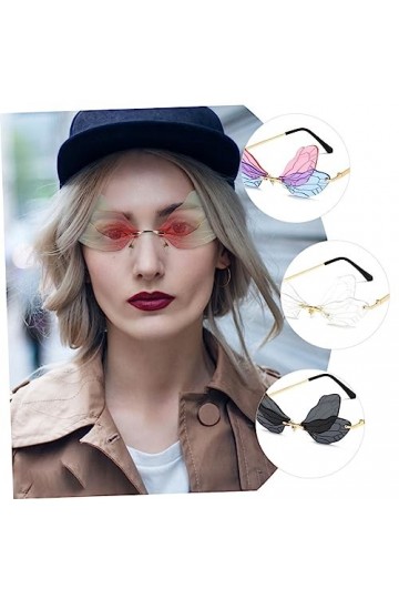 STOBOK 4 Paires Lunettes Aile De Libellule Lunettes En Forme De Papillon Lunettes De Soleil Féeriques Sans Monture Lunettes L