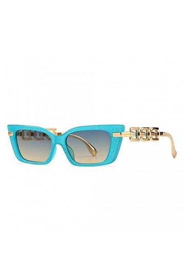 HCHES Lunettes de soleil œil de chat femmes rétro chaîne en métal lunettes de soleil UV400 Punk lunettes nuances, 1, taille u