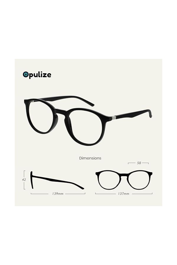 Opulize Met Pack 5 Lunettes De Lecture Avec Lecteur Soleil Rond Noir Brun Vert Gris Hommes Femmes RRRRS60-12672 +2,00