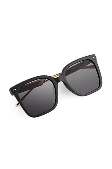 Bilge Karga Britton Lunettes de soleil pour homme et femme Unisexe UV400, Noir