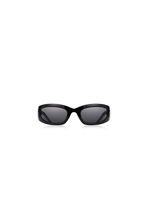 Bilge Karga Satury Lunettes de soleil unisexe UV400 pour homme et femme, Noir