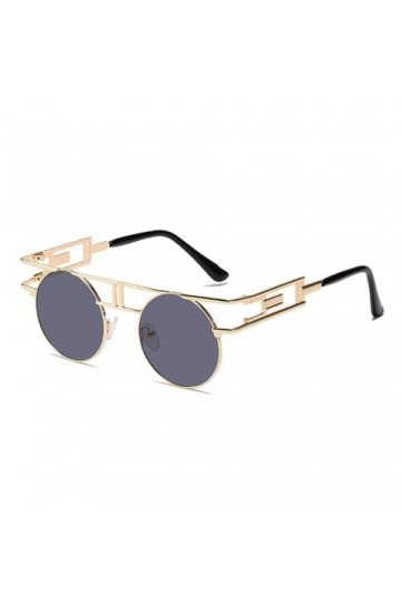 MUTYNE Lunettes de Soleil Steampunk Rétro pour Hommes Lunettes de Soleil Punk Rondes Vintage Femmes Lunettes de Mode à la Mod