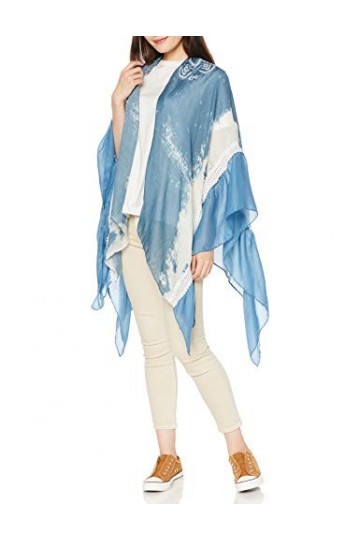 Desigual Kimono_Sunny Mood Echarpe, Bleu Blue Moon 2051 , Taille Unique Femme