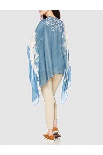 Desigual Kimono_Sunny Mood Echarpe, Bleu Blue Moon 2051 , Taille Unique Femme