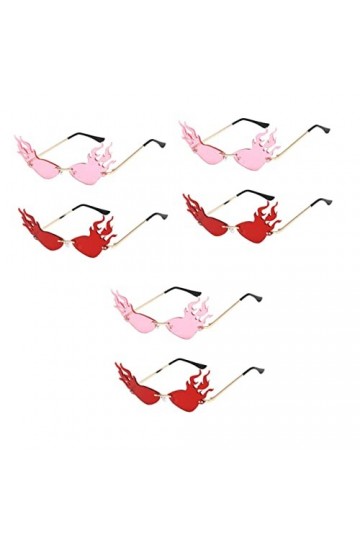 ibasenice 4 Pièces Des Lunettes Verres En Forme De Feu Lunettes De Soleil De Quai Pour Femmes Lunettes De Soleil Flamme De Fe