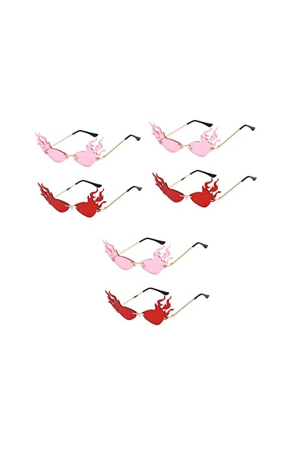 ibasenice 4 Pièces Des Lunettes Verres En Forme De Feu Lunettes De Soleil De Quai Pour Femmes Lunettes De Soleil Flamme De Fe