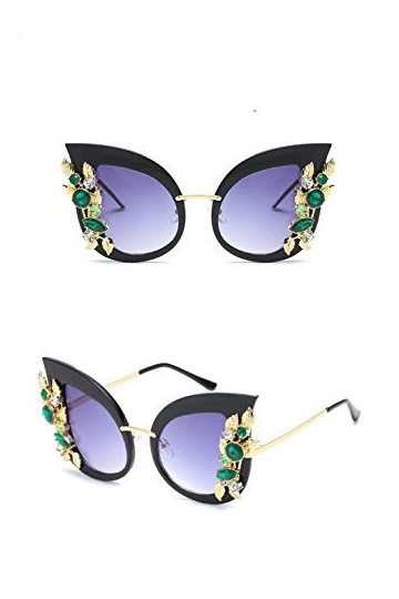 ZYIZEE Lunettes de Soleil Lunettes de Soleil pour Femmes Décoration œil de Chat Lunettes de Soleil Vintage Shades AD