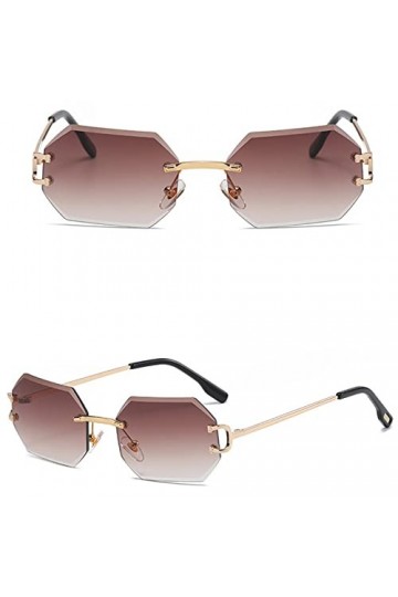 HCHES Lunettes de soleil pour hommes et femmes Mode Lunettes de soleil pour femmes Octogone sans monture UV400 Lunettes recta