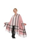 Longwu les femmes doux cachemire écharpe en laine de grandes pashminas châle et enroule chaleureuse a volé couverture Rose 2