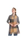 Longwu les femmes doux cachemire écharpe en laine de grandes pashminas châle et enroule chaleureuse a volé couverture Rose 2
