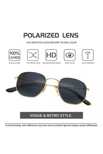 Global Glasses Polygon Lunettes de soleil polarisées UV400 CAT3 Vintage Retro Lunettes de soleil pour homme et femme, Cadre d