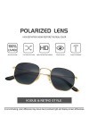 Global Glasses Polygon Lunettes de soleil polarisées UV400 CAT3 Vintage Retro Lunettes de soleil pour homme et femme, Cadre d