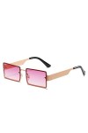 HPIRME Ocean Lens Square Small Lunettes de soleil Femmes Retro Sunglass Men Steam Punk Lunettes, or violet rose, taille uniqu