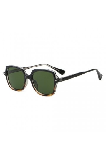 HCHES Lunettes de Soleil à Monture Carrée de Style pour Hommes Lunettes de Soleil en Acétate pour Femmes Uv400, Vert Léopard 