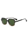 HCHES Lunettes de Soleil à Monture Carrée de Style pour Hommes Lunettes de Soleil en Acétate pour Femmes Uv400, Vert Léopard 