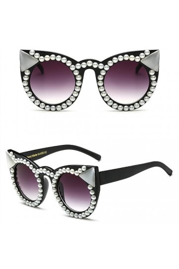 MUTYNE Mode yeux de chat lunettes de soleil femmes diamant cristal perle décor surdimensionné clair lunettes de soleil hommes