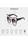 MUTYNE Mode yeux de chat lunettes de soleil femmes diamant cristal perle décor surdimensionné clair lunettes de soleil hommes
