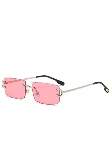 MUTYNE Petites lunettes de soleil rectangulaires sans monture hommes métal rétro femmes lunettes de soleil lunettes de luxe v
